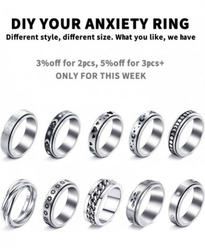 MUCAL Anxiety Ring for Women Men Stainless Steel Fidget Rings for Anxiety Anti Anxiety Ring Stress Relieving Spinner Ring Tee...