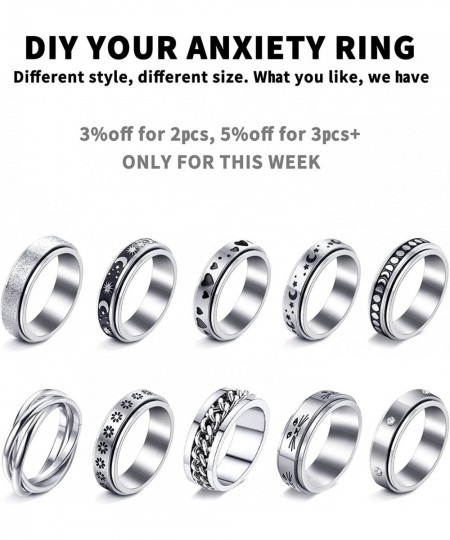 MUCAL Anxiety Ring for Women Men Stainless Steel Fidget Rings for Anxiety Anti Anxiety Ring Stress Relieving Spinner Ring Tee...