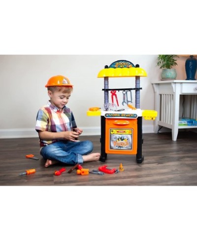 Pretend Construction Tool Kit Set with Tool Workbench for Children - Kids Educational Builder Workshop Set Toy Suitable for B...