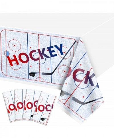 Hockey Tablecloths - 86''x 51'' Ice Hockey Rink Printed Table Cover Disposable Plastic Tablecloth for Hockey Themed Birthday ...