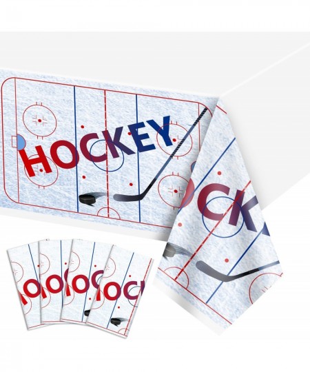 Hockey Tablecloths - 86''x 51'' Ice Hockey Rink Printed Table Cover Disposable Plastic Tablecloth for Hockey Themed Birthday ...