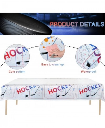 Hockey Tablecloths - 86''x 51'' Ice Hockey Rink Printed Table Cover Disposable Plastic Tablecloth for Hockey Themed Birthday ...