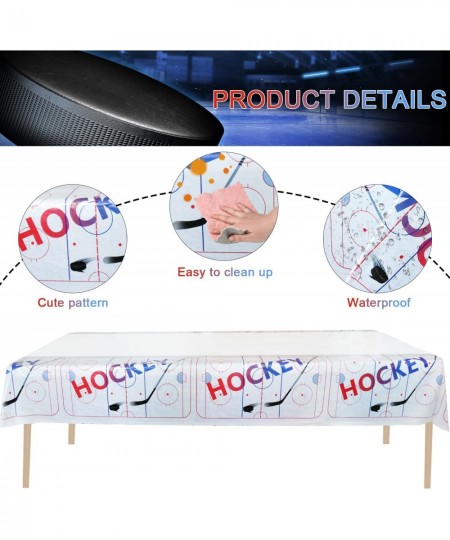 Hockey Tablecloths - 86''x 51'' Ice Hockey Rink Printed Table Cover Disposable Plastic Tablecloth for Hockey Themed Birthday ...