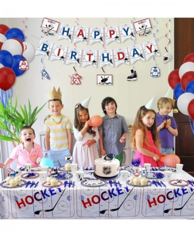 Hockey Tablecloths - 86''x 51'' Ice Hockey Rink Printed Table Cover Disposable Plastic Tablecloth for Hockey Themed Birthday ...