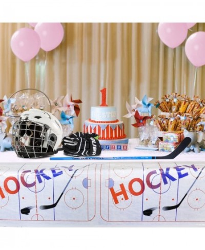 Hockey Tablecloths - 86''x 51'' Ice Hockey Rink Printed Table Cover Disposable Plastic Tablecloth for Hockey Themed Birthday ...