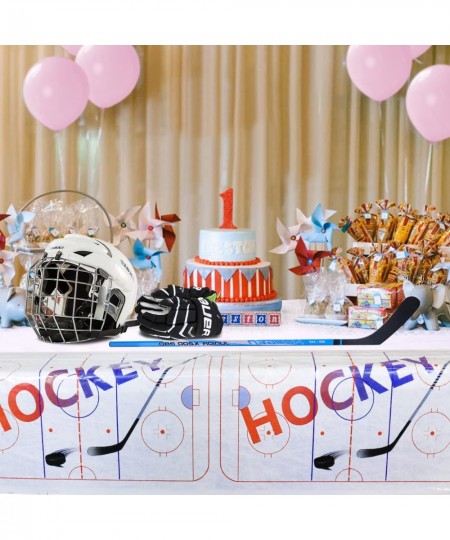 Hockey Tablecloths - 86''x 51'' Ice Hockey Rink Printed Table Cover Disposable Plastic Tablecloth for Hockey Themed Birthday ...