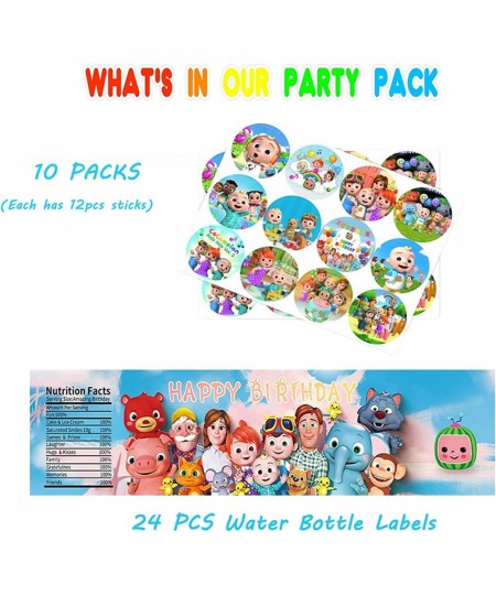 Cartoon Birthday Party Supplies 168pcs Party Decorations Set Water Bottle Labels Coco Super Baby JJ Characters Stickers for K...