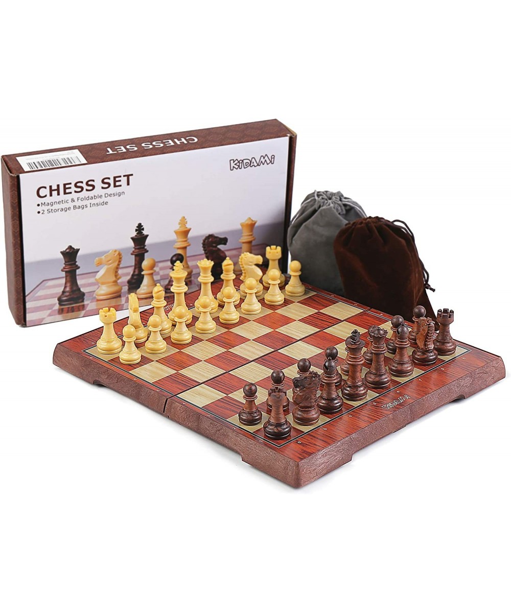 Magnetic Travel Chess Set 12 Inches Folding Chess Board with 2 Portable Bags for Pieces Storage Gift for Kids Adults Chess Lo...