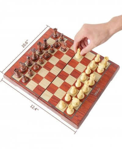 Magnetic Travel Chess Set 12 Inches Folding Chess Board with 2 Portable Bags for Pieces Storage Gift for Kids Adults Chess Lo...