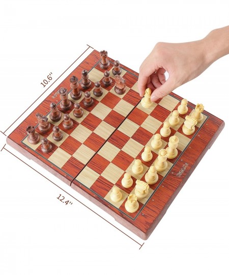 Magnetic Travel Chess Set 12 Inches Folding Chess Board with 2 Portable Bags for Pieces Storage Gift for Kids Adults Chess Lo...