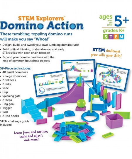 STEM Explorers Domino Action STEM Toys for Kids 59 Pieces Age 5+ Gifts for Boys and Girls $28.42 - Marble Runs