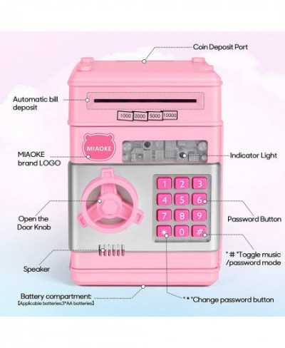 Mini ATM Toy Machine Fun Music Automatically Rolling Real Money with Password Code Lock Kids Electronic Piggy Bank for Saving...