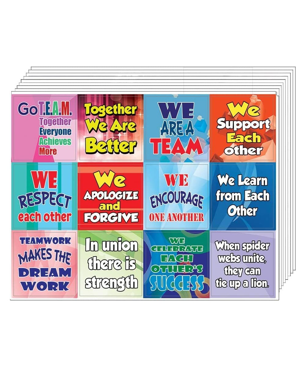 Team Building Stickers for Kids (10-Sheet)- Individual Small Size 2.1 x 2. Inches Waterproof Unique Personalized Themes Desig...