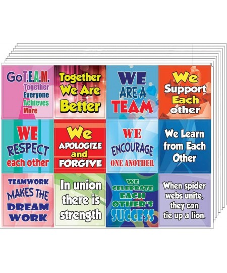 Team Building Stickers for Kids (10-Sheet)- Individual Small Size 2.1 x 2. Inches Waterproof Unique Personalized Themes Desig...