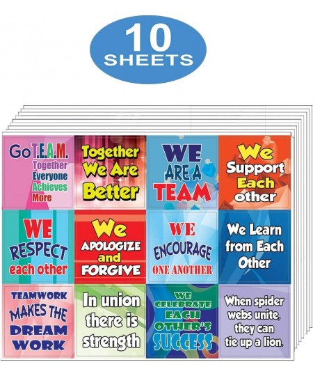 Team Building Stickers for Kids (10-Sheet)- Individual Small Size 2.1 x 2. Inches Waterproof Unique Personalized Themes Desig...