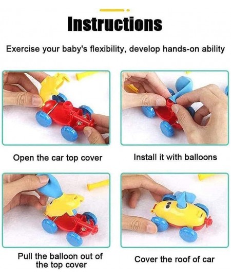 Balloon Powered Launch Car Balloon Air Inflator Hand Push Mini Plastic Air Power Balloon Racer Vehicle Car Toy for Kids Gift ...