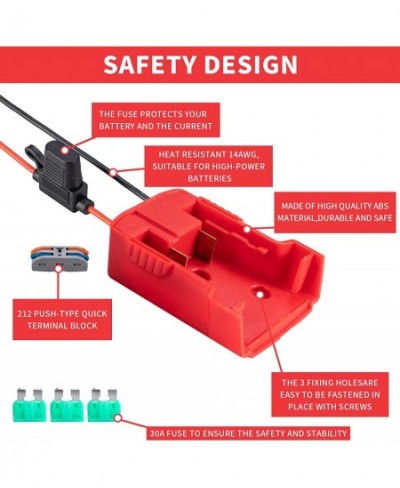 Power Wheel Adapter for Milwaukee 18V Lithium Battery Secure Battery Adapter with Fuse & Wire Terminal 14 Gauge Wire Power Co...