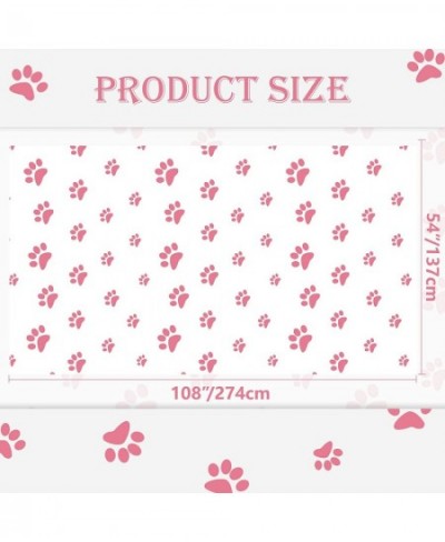 2 Pack Puppy Paw Print Tablecloth 54x108'' Pink Plastic Disposable Table Cover for Pet Themed Party Decoration for Cat Dog Bi...