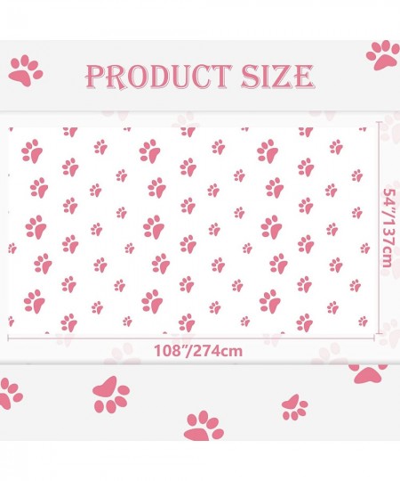 2 Pack Puppy Paw Print Tablecloth 54x108'' Pink Plastic Disposable Table Cover for Pet Themed Party Decoration for Cat Dog Bi...