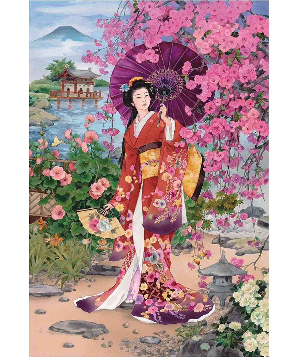 Red Kimono Beauty Paintings by Haruyo Morita- Wooden Jigsaw Puzzles 1000 Piece for Teens and Family $40.83 - Jigsaw Puzzles