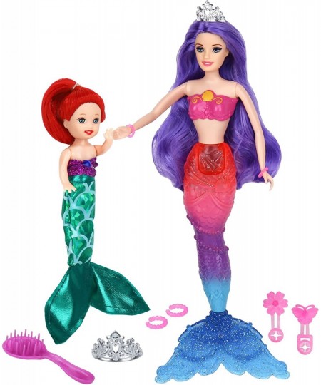 Mermaid Doll Playset Purple Hair Princess Mermaid Doll Red Hair Little Mermaid Doll and Accessories Mermaid Toys for 3 to 7 Y...