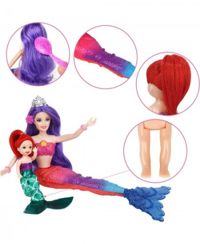 Mermaid Doll Playset Purple Hair Princess Mermaid Doll Red Hair Little Mermaid Doll and Accessories Mermaid Toys for 3 to 7 Y...