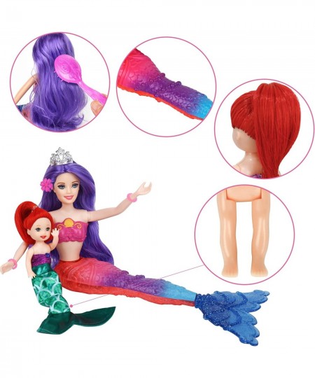 Mermaid Doll Playset Purple Hair Princess Mermaid Doll Red Hair Little Mermaid Doll and Accessories Mermaid Toys for 3 to 7 Y...