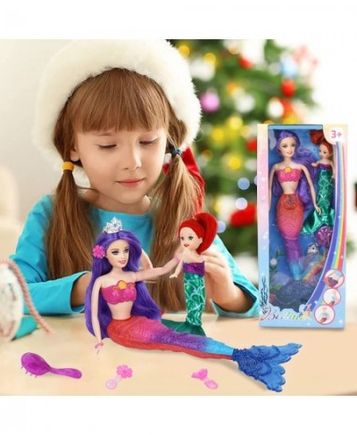 Mermaid Doll Playset Purple Hair Princess Mermaid Doll Red Hair Little Mermaid Doll and Accessories Mermaid Toys for 3 to 7 Y...