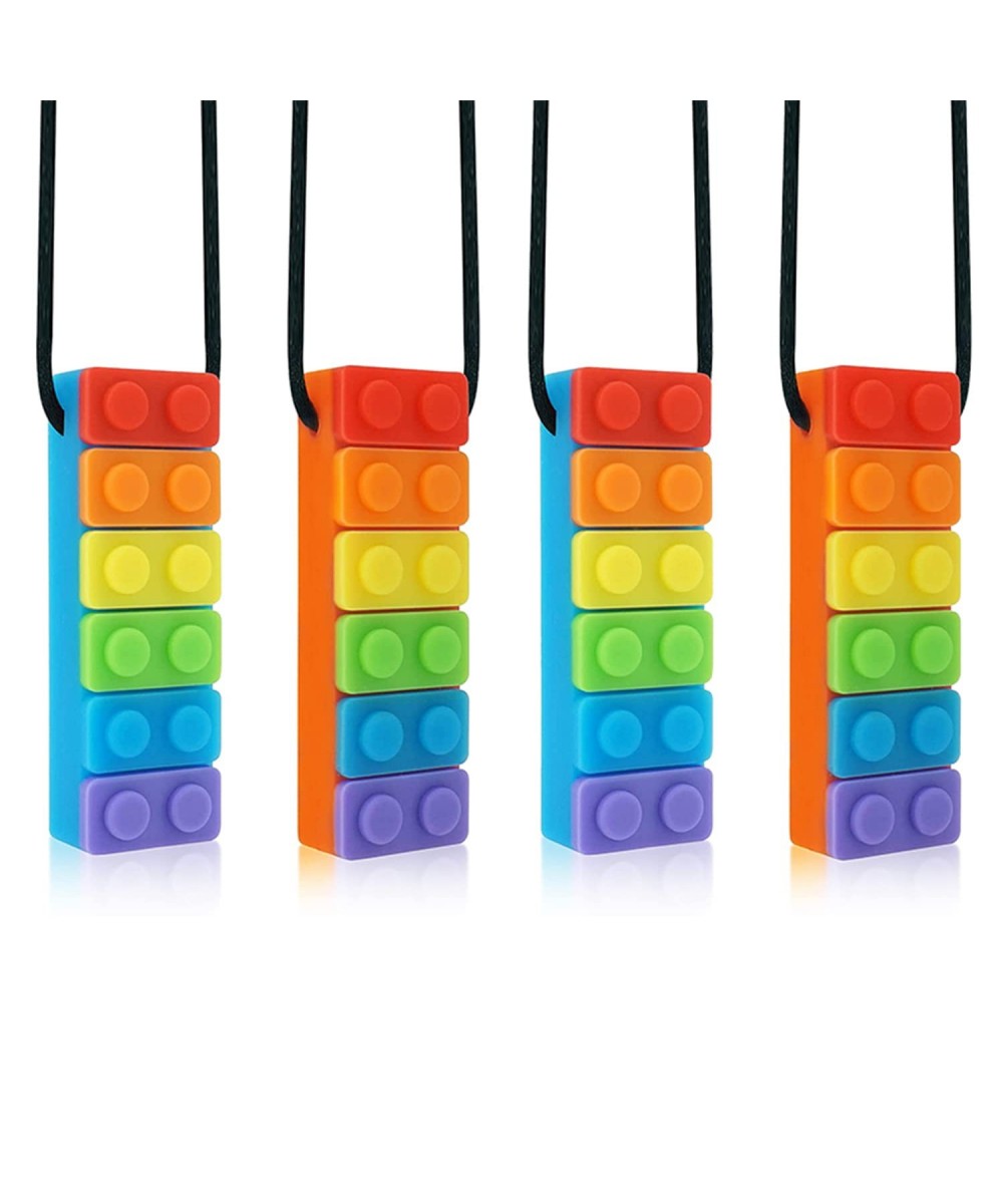 Sensory Chew Necklace 4 Pack Set Rainbow Chewy Necklace BPA Free Food- Grade Silicone Oral Motor Aids chewelry Chew Toys Sens...