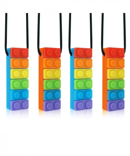 Sensory Chew Necklace 4 Pack Set Rainbow Chewy Necklace BPA Free Food- Grade Silicone Oral Motor Aids chewelry Chew Toys Sens...