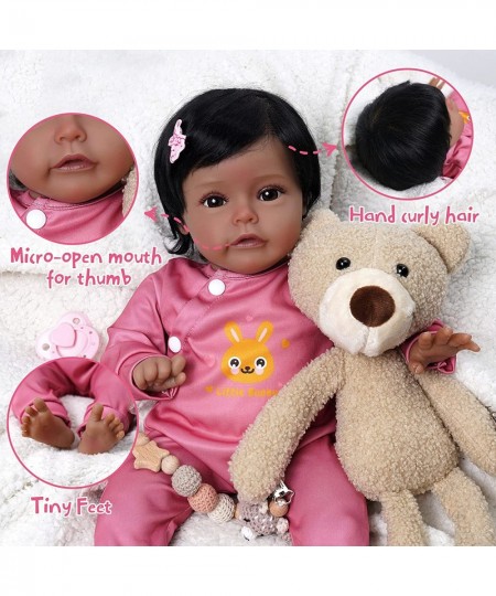 Lifelike Reborn Baby Dolls Black - 18 Inch Soft Body Realistic-Newborn Baby Dolls Brown Eyes Girl Handmade Real Life Baby Dol...