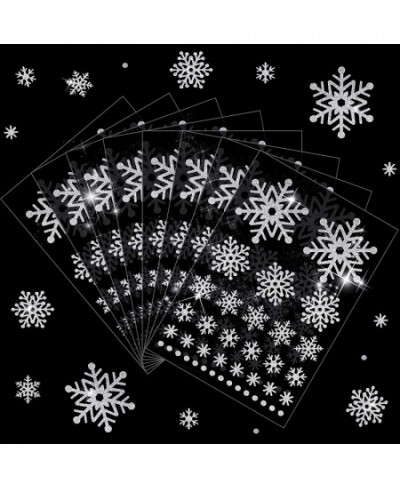 Christmas Snowflake Decoration Stickers Glitter Snowflake Stickers Labels Assorted Size Dot Snowflake Glitter Stickers for Ho...