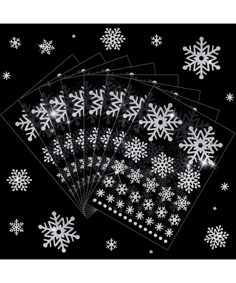 Christmas Snowflake Decoration Stickers Glitter Snowflake Stickers Labels Assorted Size Dot Snowflake Glitter Stickers for Ho...