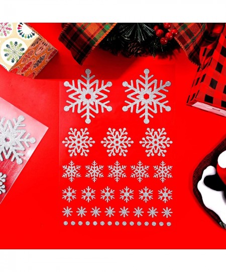 Christmas Snowflake Decoration Stickers Glitter Snowflake Stickers Labels Assorted Size Dot Snowflake Glitter Stickers for Ho...