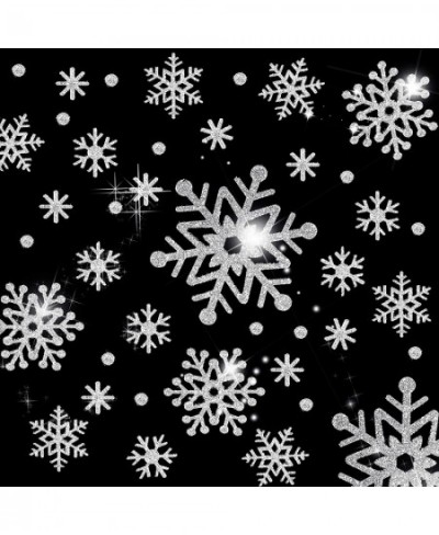 Christmas Snowflake Decoration Stickers Glitter Snowflake Stickers Labels Assorted Size Dot Snowflake Glitter Stickers for Ho...