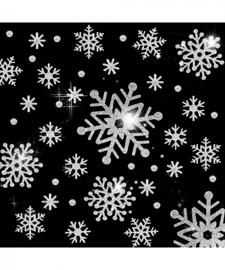 Christmas Snowflake Decoration Stickers Glitter Snowflake Stickers Labels Assorted Size Dot Snowflake Glitter Stickers for Ho...