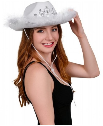 White Blinking Tiara Felt Cowboy Cowgirl Dress Up Hat With Feather Trim - Rodeo Princess Hat $35.00 - Kids' Dress-Up Accessories