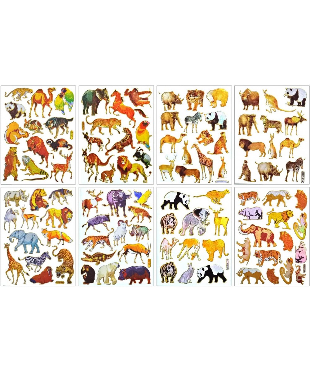 Wildlife Sticker Self-Adhesive Glitter Metallic Foil with Tiger Lion Deer Buffalo Zebra Camel Kangaroo Rhino Giraffe Boar Bea...