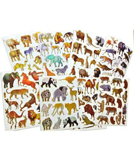 Wildlife Sticker Self-Adhesive Glitter Metallic Foil with Tiger Lion Deer Buffalo Zebra Camel Kangaroo Rhino Giraffe Boar Bea...