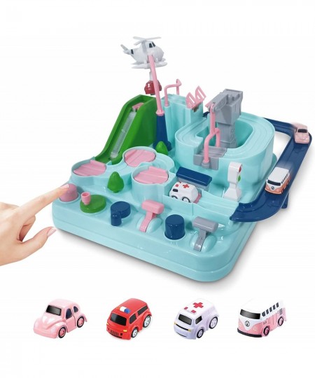 Car Adventure Toys with 4 Toy Vehicle Car Track for Toddlers 3-5 Year Old Boys Girls - No Battery Lnfinite Loop Toy Race Trac...