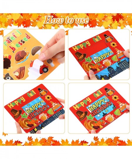 48 Pcs Autumn Thanksgiving Picture Frame Craft for Kids Fall Maple DIY Craft Picture Frame Pumpkin Turkey Sunflower Stickers ...