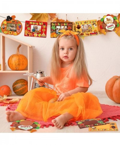 48 Pcs Autumn Thanksgiving Picture Frame Craft for Kids Fall Maple DIY Craft Picture Frame Pumpkin Turkey Sunflower Stickers ...