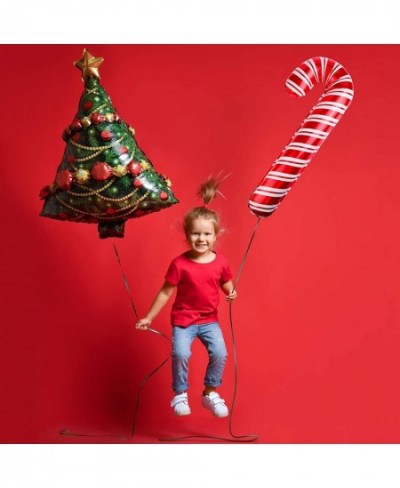 12 Pieces Inflatable Aluminum Candy Cane Balloons Inflatable Candy Balloon Christmas Candy Cane for Christmas Fancy Decoratio...