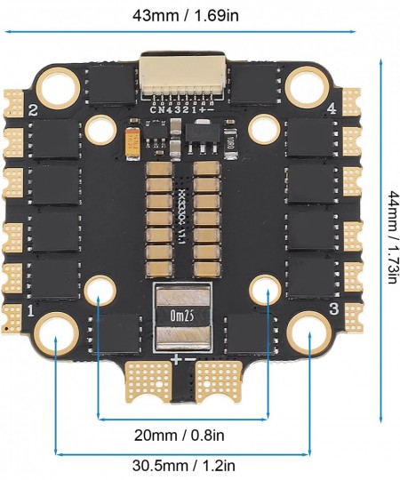 4 in 1 Electronic Speed Controller Double Hole Spacing 4 in 1 High Frequency Ceramic Capacitor 45A ESC for FPV RC Drone Zqv $...