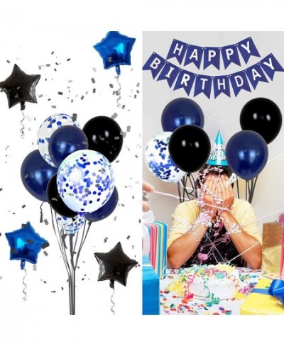 16th Birthday Decorations for Boys and Girls Dark Blue HAPPY BIRTHDAY Banner Silver Number 16 Balloons Deep Blue Theme Party ...