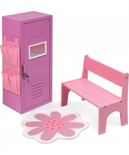 School Style Single Doll Locker Set with Bench Rug and Accessories for 18 inch Dolls - Purple/Pink $80.56 - Doll Accessories