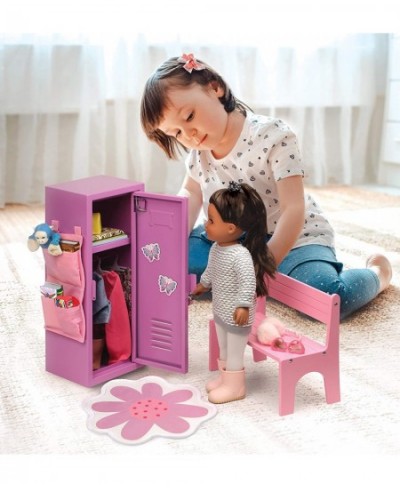 School Style Single Doll Locker Set with Bench Rug and Accessories for 18 inch Dolls - Purple/Pink $80.56 - Doll Accessories