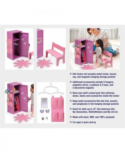 School Style Single Doll Locker Set with Bench Rug and Accessories for 18 inch Dolls - Purple/Pink $80.56 - Doll Accessories