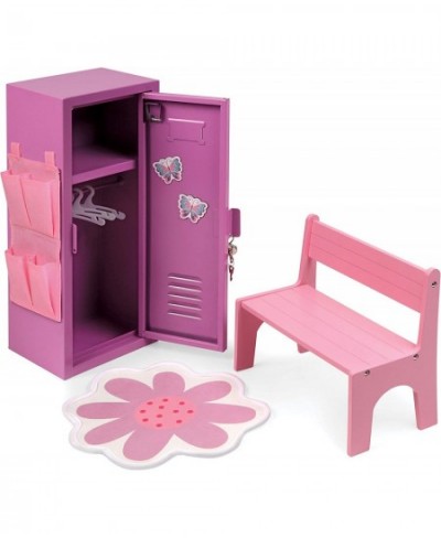 School Style Single Doll Locker Set with Bench Rug and Accessories for 18 inch Dolls - Purple/Pink $80.56 - Doll Accessories