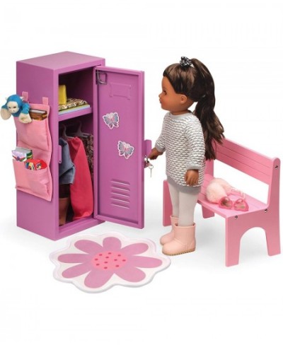 School Style Single Doll Locker Set with Bench Rug and Accessories for 18 inch Dolls - Purple/Pink $80.56 - Doll Accessories